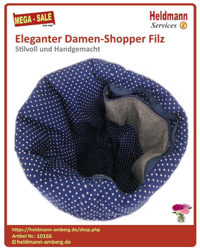 10166 Eleganter Damen-Shopper Filz Innenseite