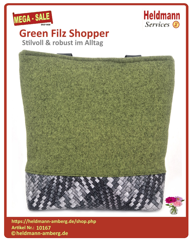 10167 Green Filz Shopper Rückseite
