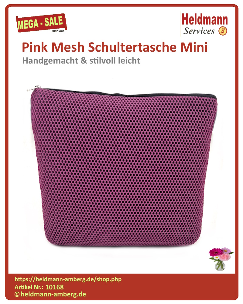10168 Pink Mesh Schultertasche Mini Rückseite