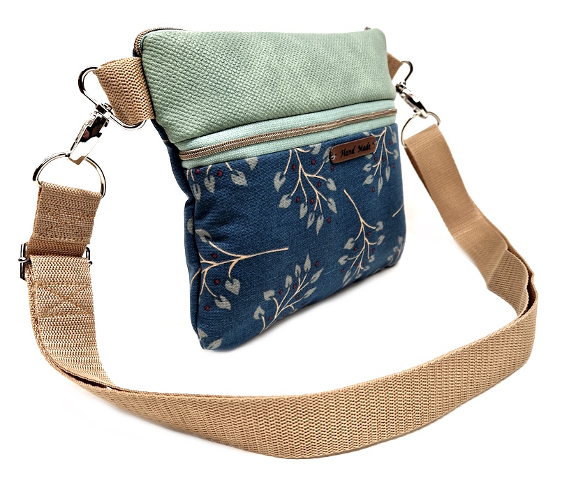10023 Damen-Schulter-Tasche TealElegance – Handmade Bag Seitenansicht 