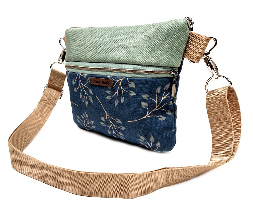 10023 Damen-Schulter-Tasche TealElegance – Handmade Bag Seitenansicht 