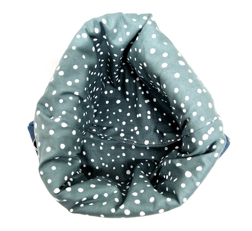 10023 Damen-Schulter-Tasche TealElegance – Handmade Bag Innenseite