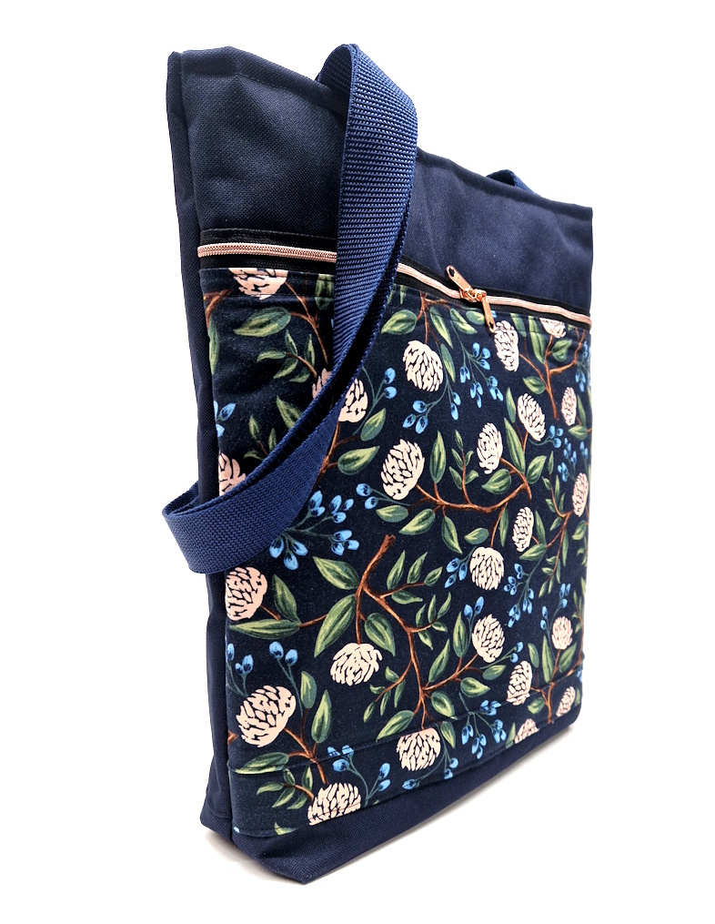 20025 Damen-Shopper-Blüten & Denim Seitenansicht links