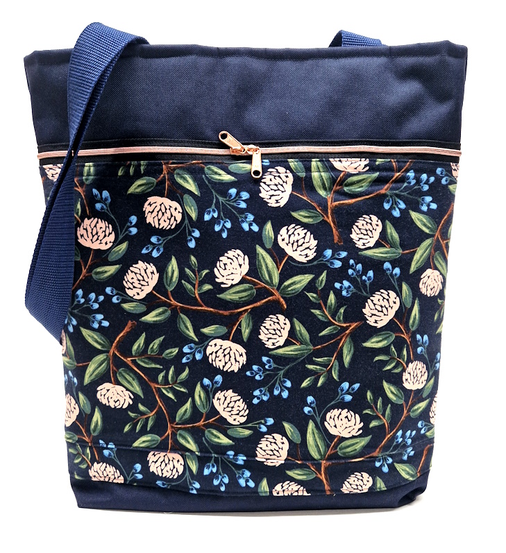 20025 Damen-Shopper-Blüten & Denim Vorderseite