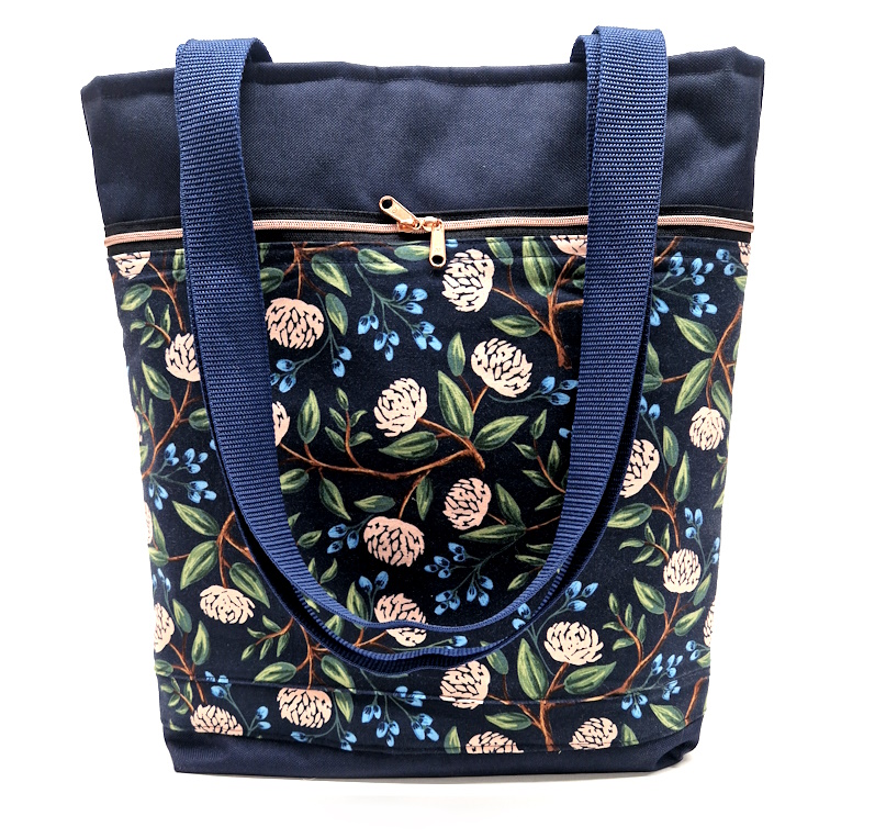 20025 Damen-Shopper-Blüten & Denim Vorderseite II