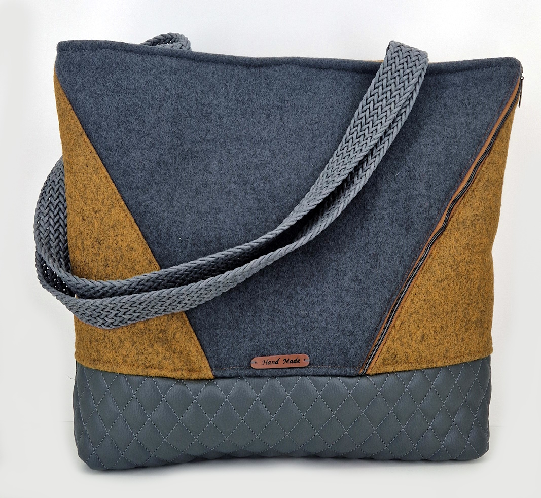 10044 FilzLiebe Shopper Grau-Braun Vorderseite 10044 FilzLiebe Shopper Grau-Braun Vorderseite