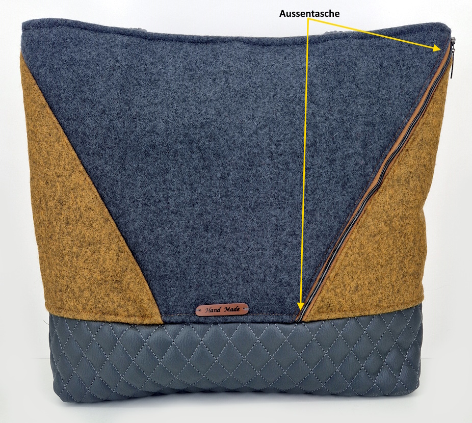 10044 FilzLiebe Shopper Grau-Braun Vorderseite II 10044 FilzLiebe Shopper Grau-Braun Vorderseite II