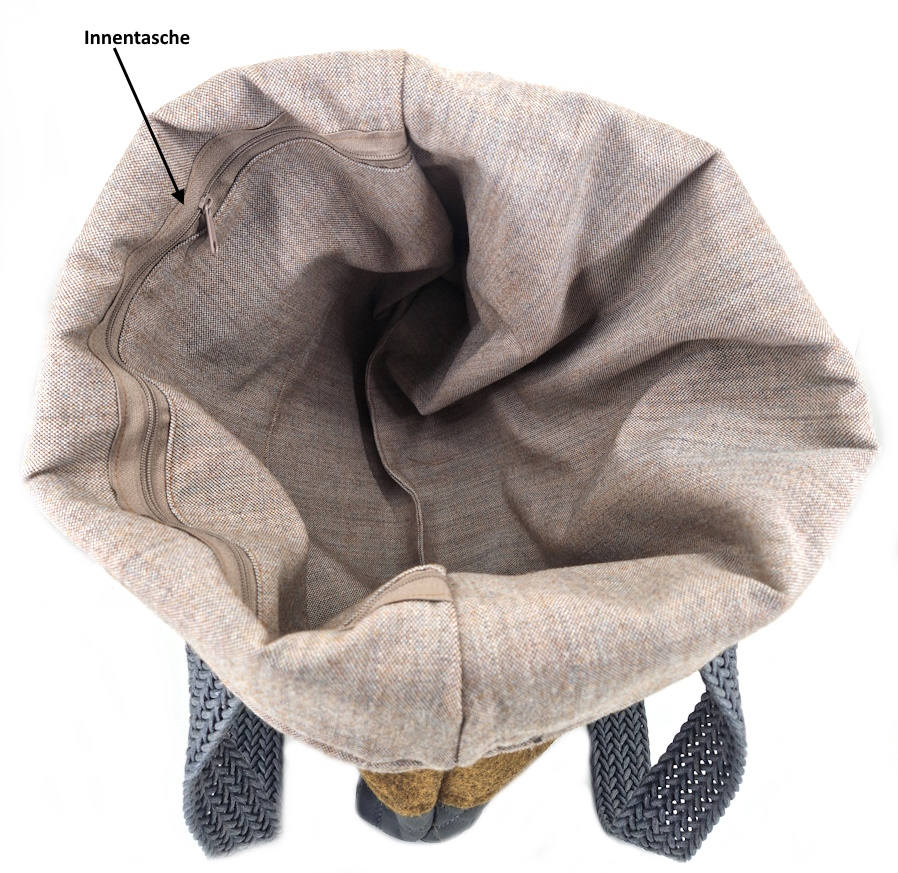 10044 FilzLiebe Shopper Grau-Braun Innenseite 10044 FilzLiebe Shopper Grau-Braun Innenseite