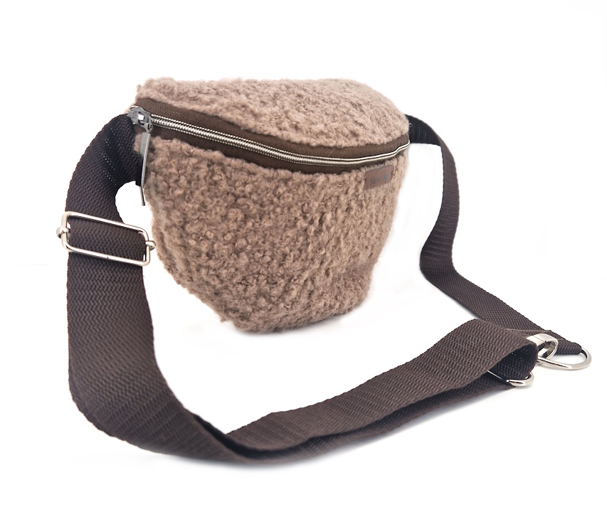 10050 Bouclé-Bauchtasche Beige Seitenansicht links