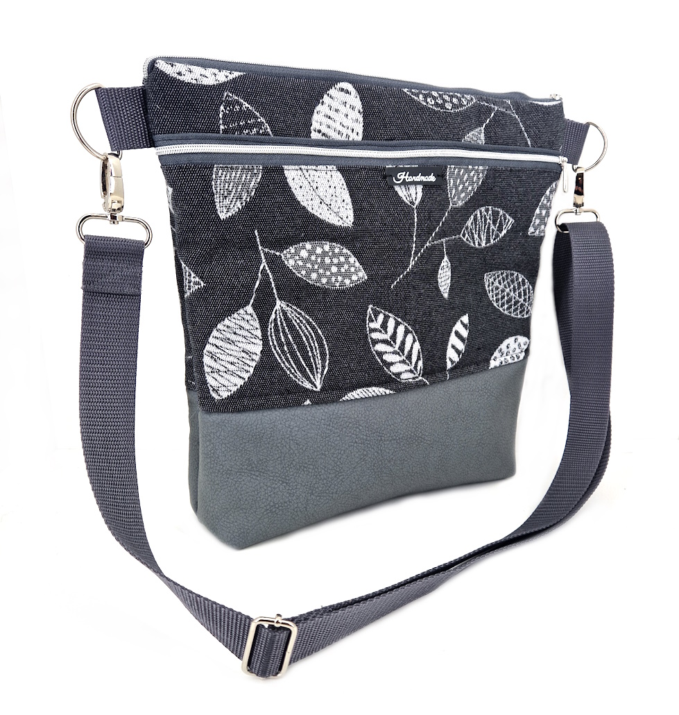 10054 Stilvolle Schultertasche Grau Seitenansicht links