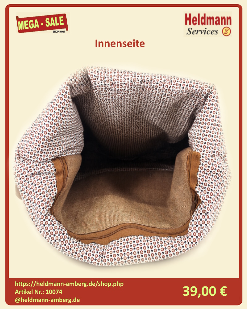 10074 Edler Handmade Damen-Rucksack Innenseite