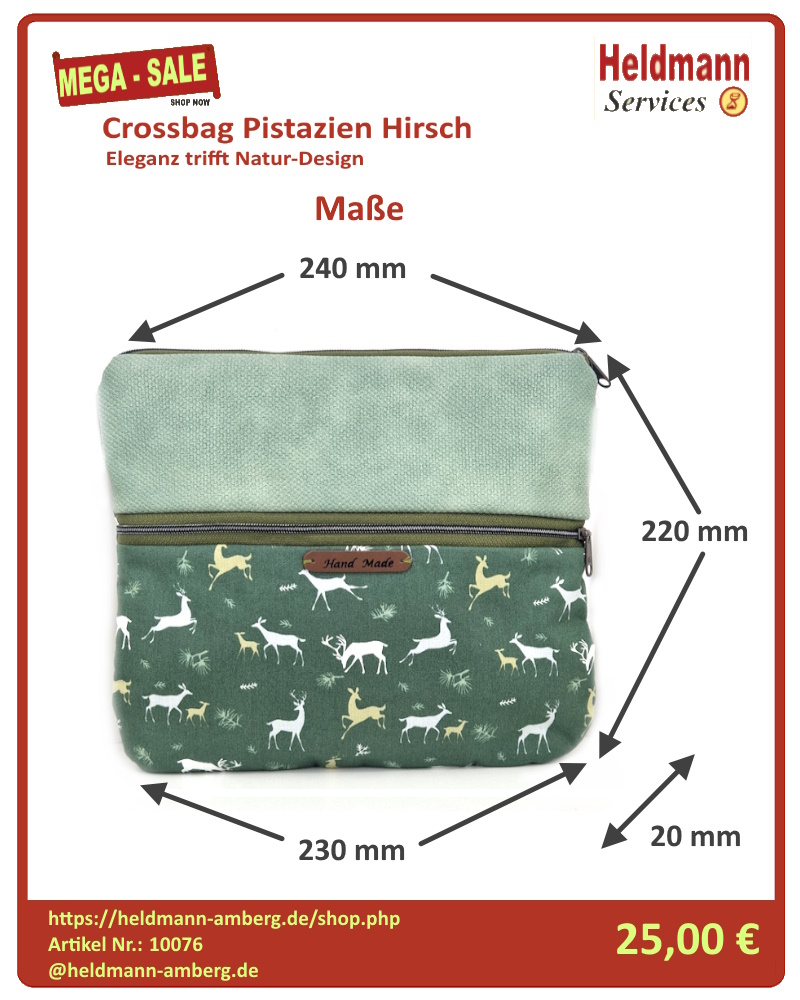 10076 Crossbag Pistazien Hirsch Maße