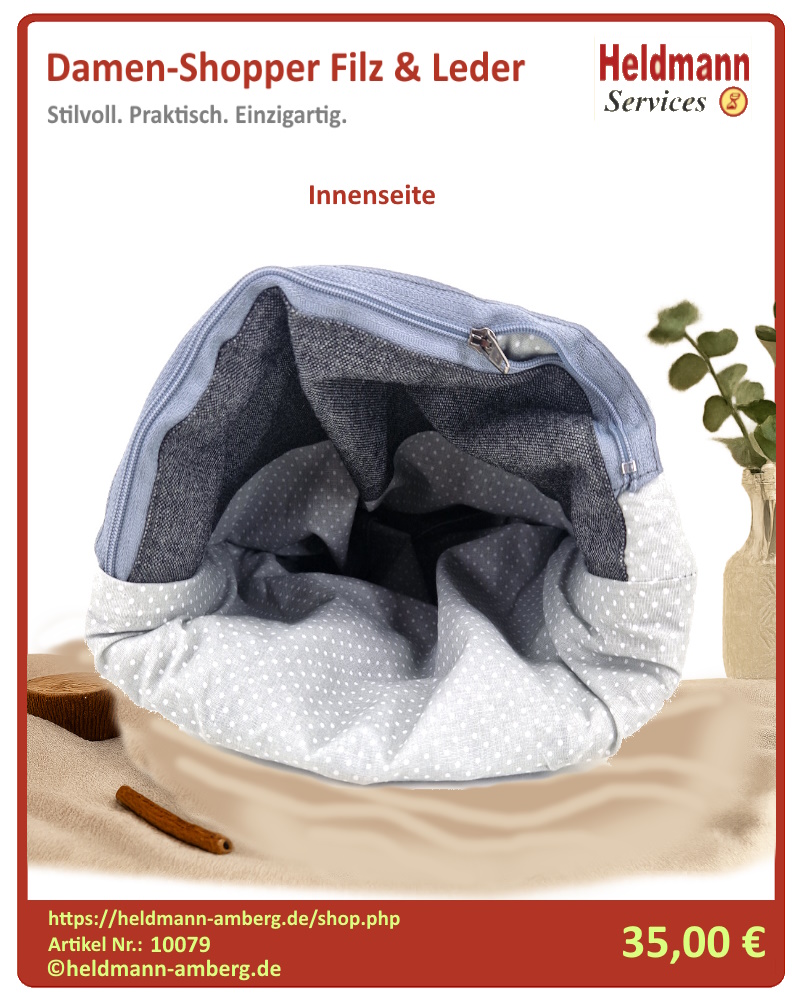 10079 Damen-Shopper Filz & Leder Innenseite