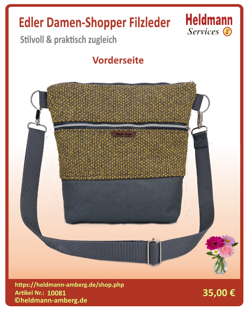 10081 Edler Damen-Shopper Filzleder Vorderseite