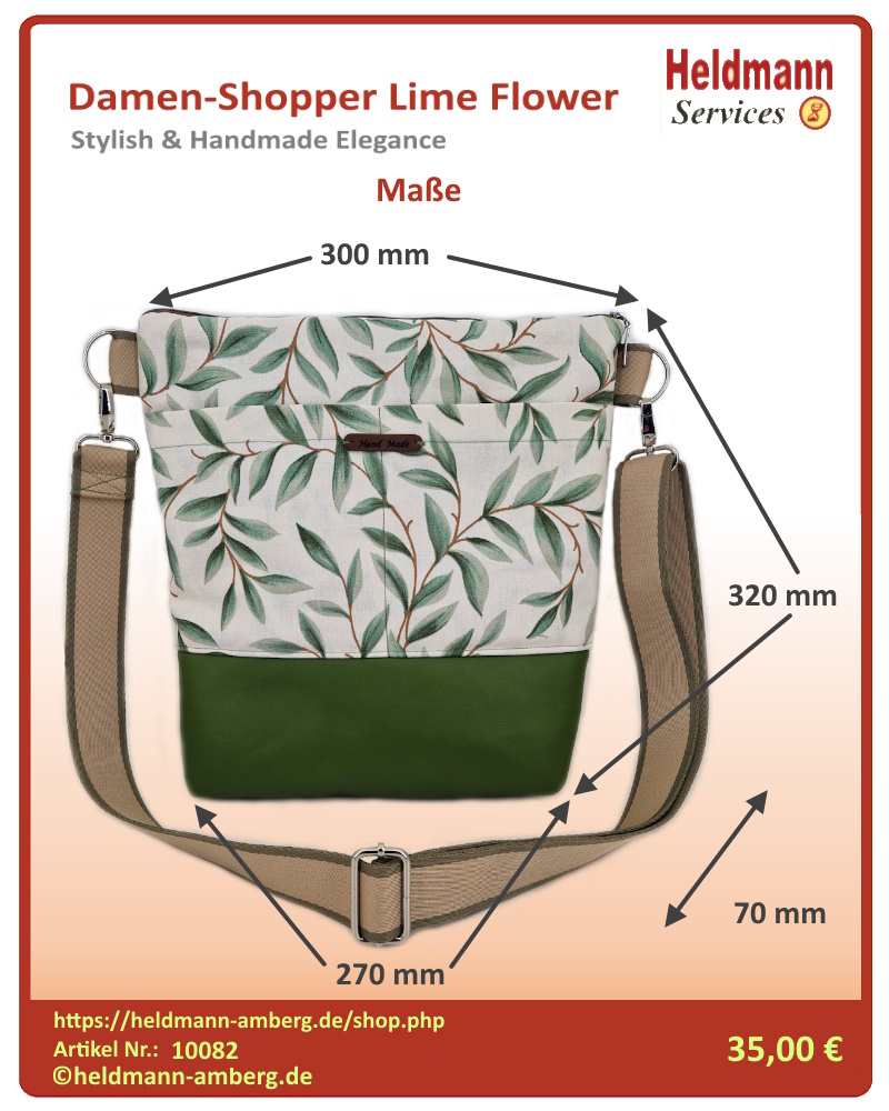 10082 Damen-Shopper Lime Flower Maße