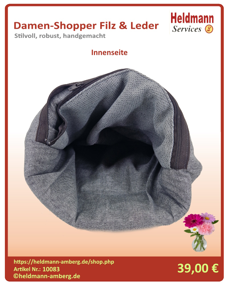 10083 Damen-Shopper Filz & Leder Innenseite