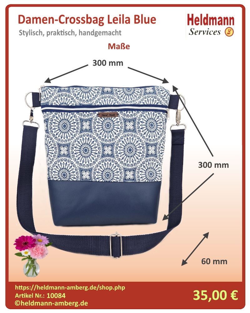 10084 Damen-Crossbag Leila Blue Maße