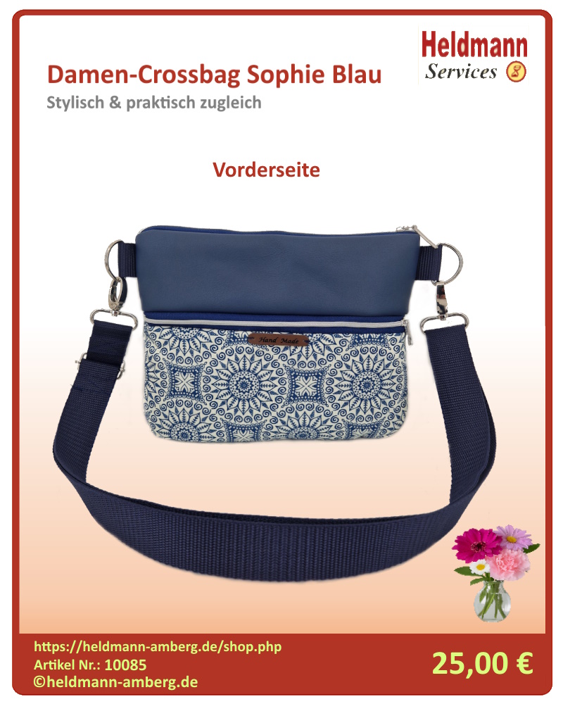 10085 Damen-Crossbag Sophie Blau Vorderseite