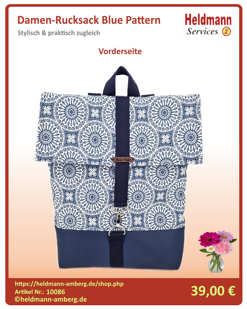 10086 Damen-Rucksack Blue Pattern Vorderseite