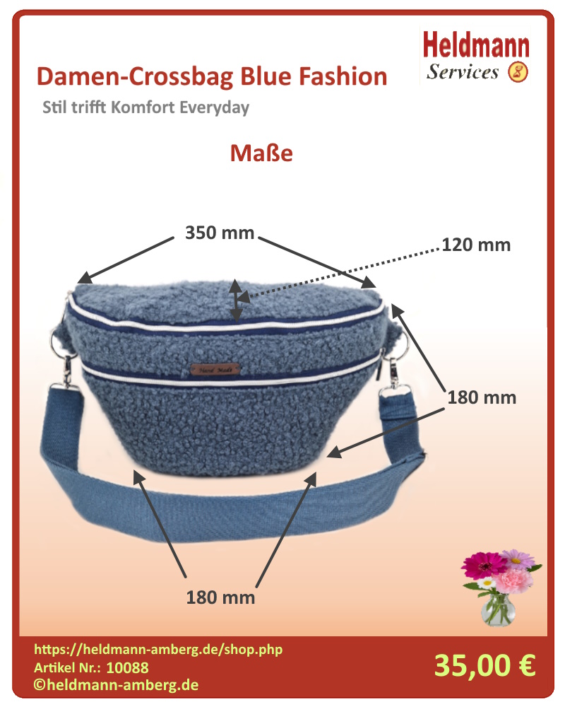 10088 Damen-Crossbag Blue Fashion MAße