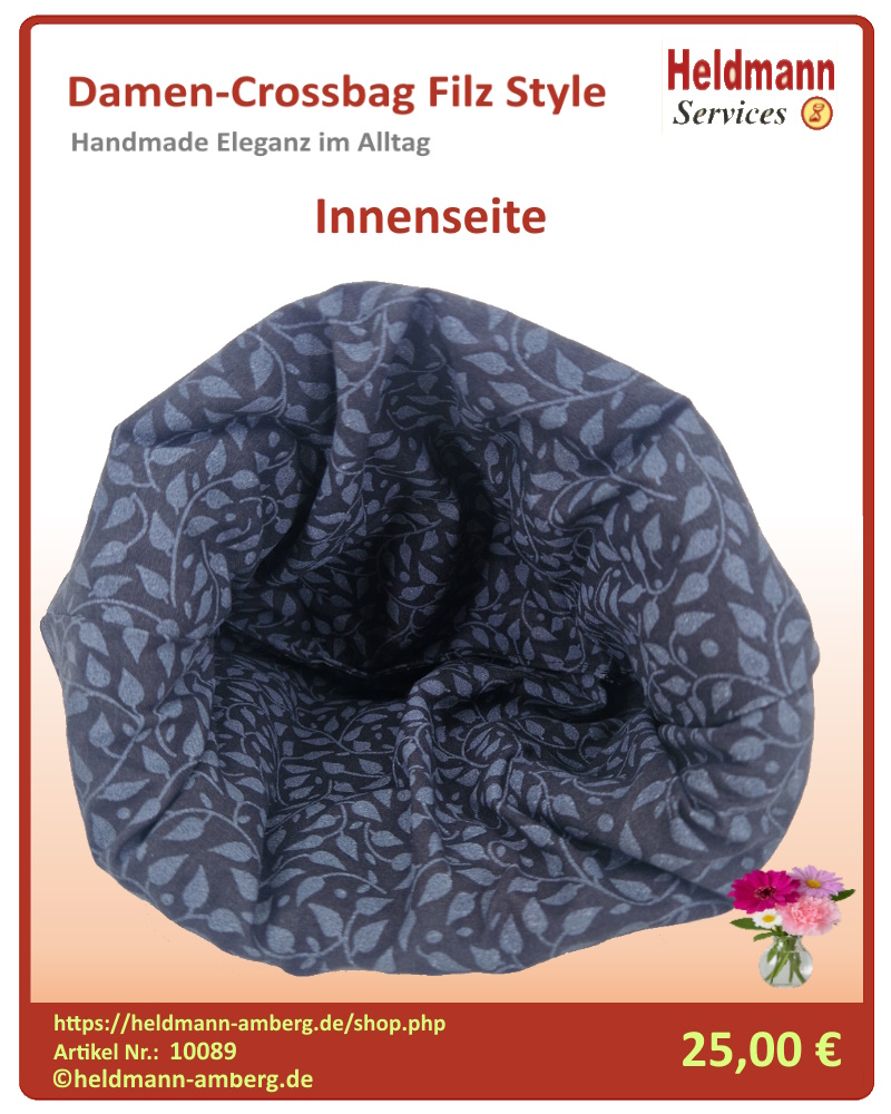 10089 Damen-Crossbag Filz Style Innenseite