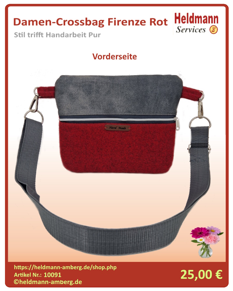 10091 Damen-Crossbag Firenze Rot Vorderseite