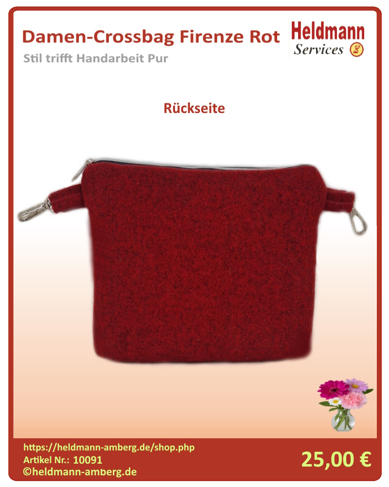 10091 Damen-Crossbag Firenze Rot Rückseite