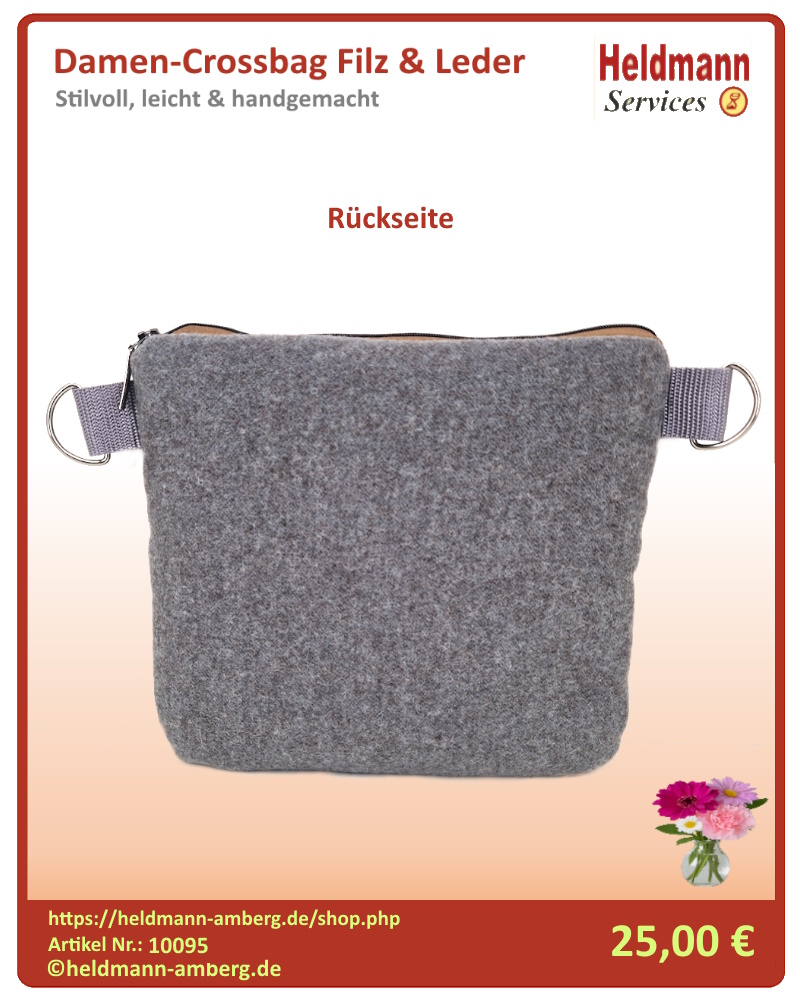 10095 Damen-Crossbag Filz & Leder Rückseite