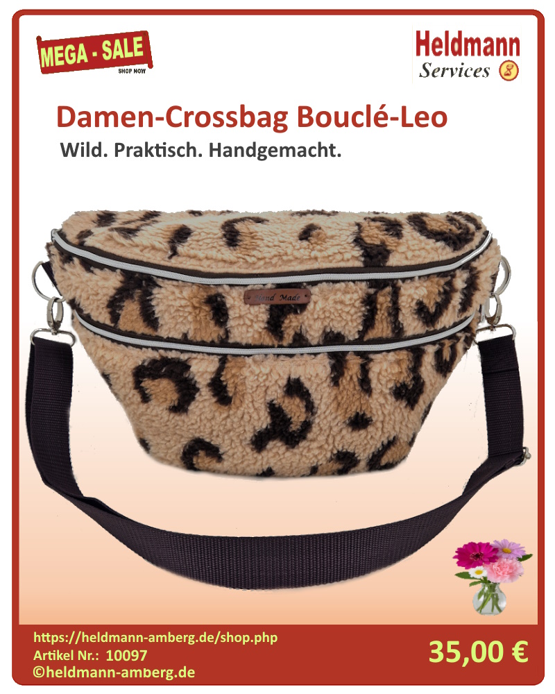 10097 Damen-Crossbag Bouclé-Leo