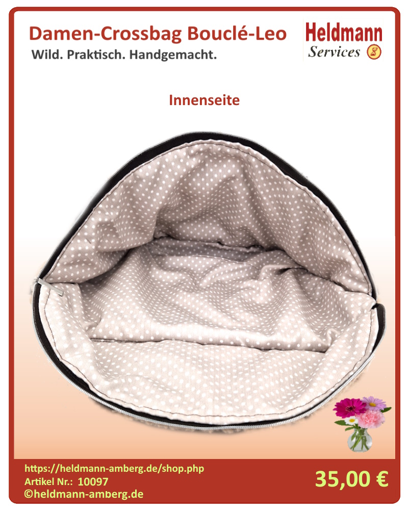 10097 Damen-Crossbag Bouclé-Leo Innenseite