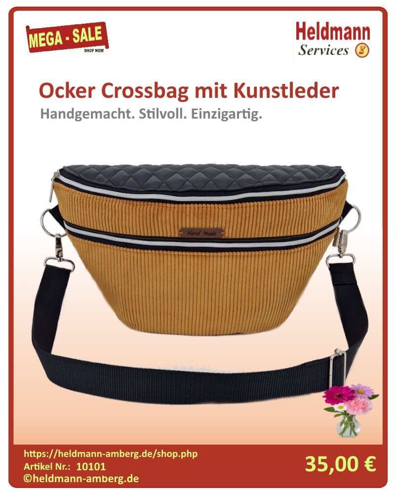 10101 Ocker Crossbag mit Kunstleder