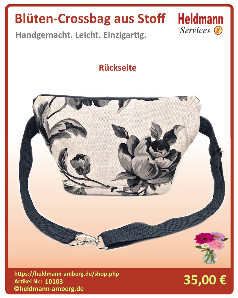 10103 Blüten-Crossbag aus Stoff Rückseite