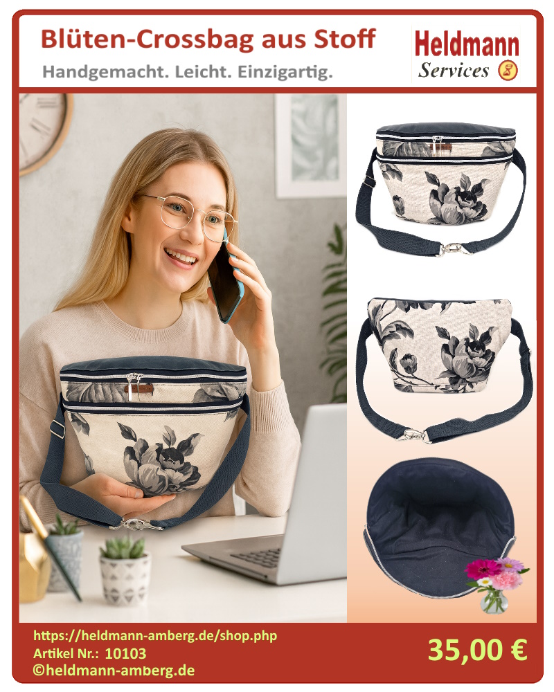 10103 Blüten-Crossbag aus Stoff