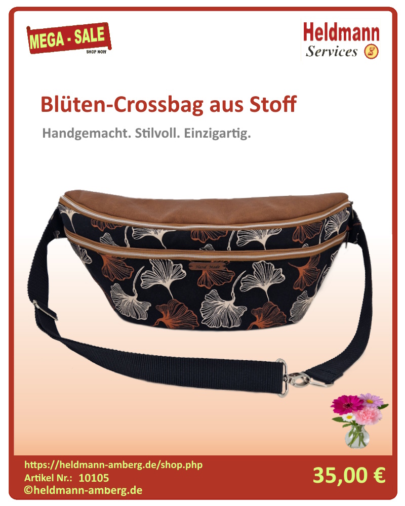 10105 Blüten-Crossbag aus Stoff