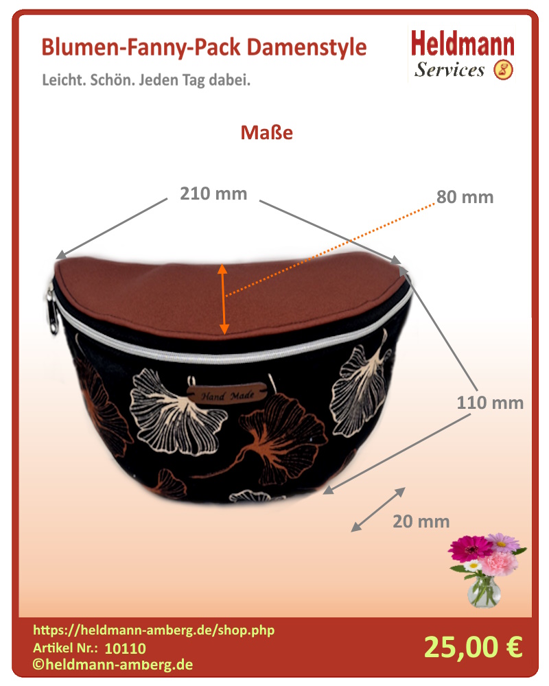 10110 Blumen-Fanny-Pack Damenstyle Maße