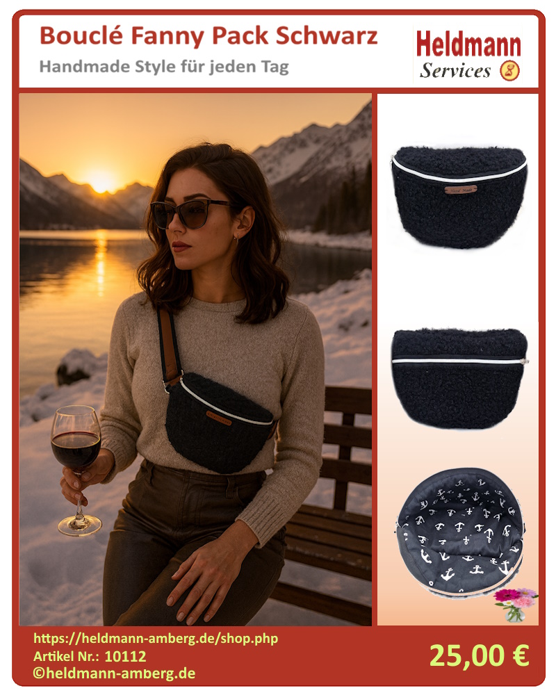 10112 Bouclé Fanny Pack Schwarz