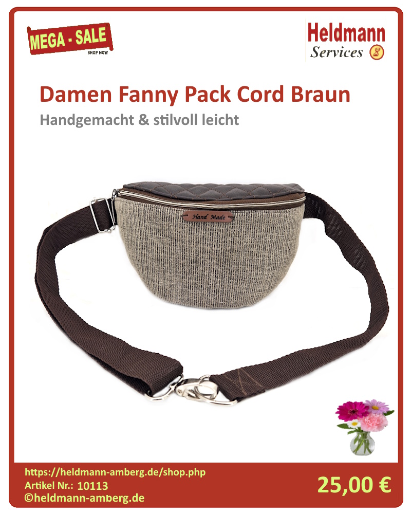 10113 Damen Fanny Pack Cord Braun