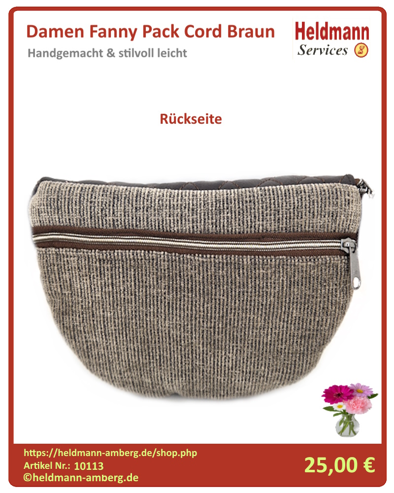 10113 Damen Fanny Pack Cord Braun Rückseite