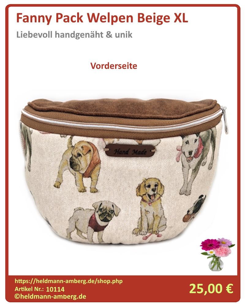 10114 Fanny Pack Welpen Beige XL Vorderseite