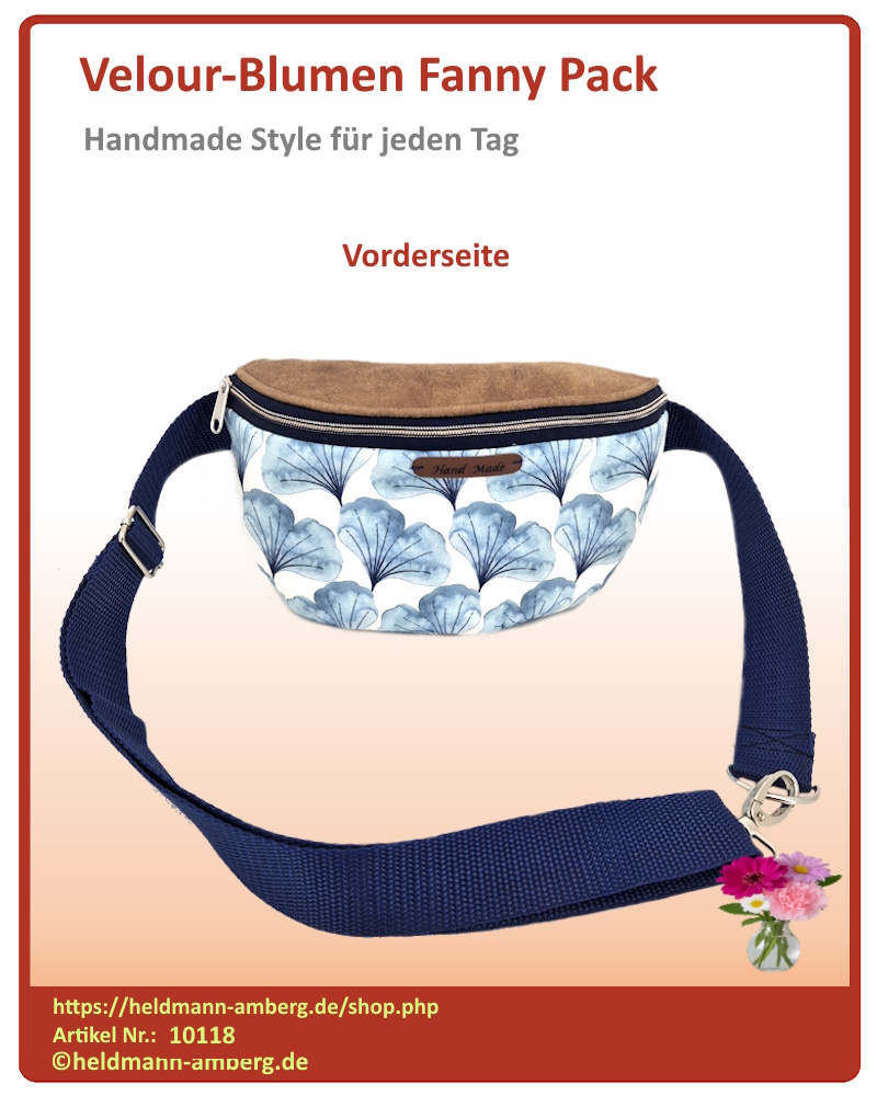 10118 Velour-Blumen Fanny Pack Vorderseite