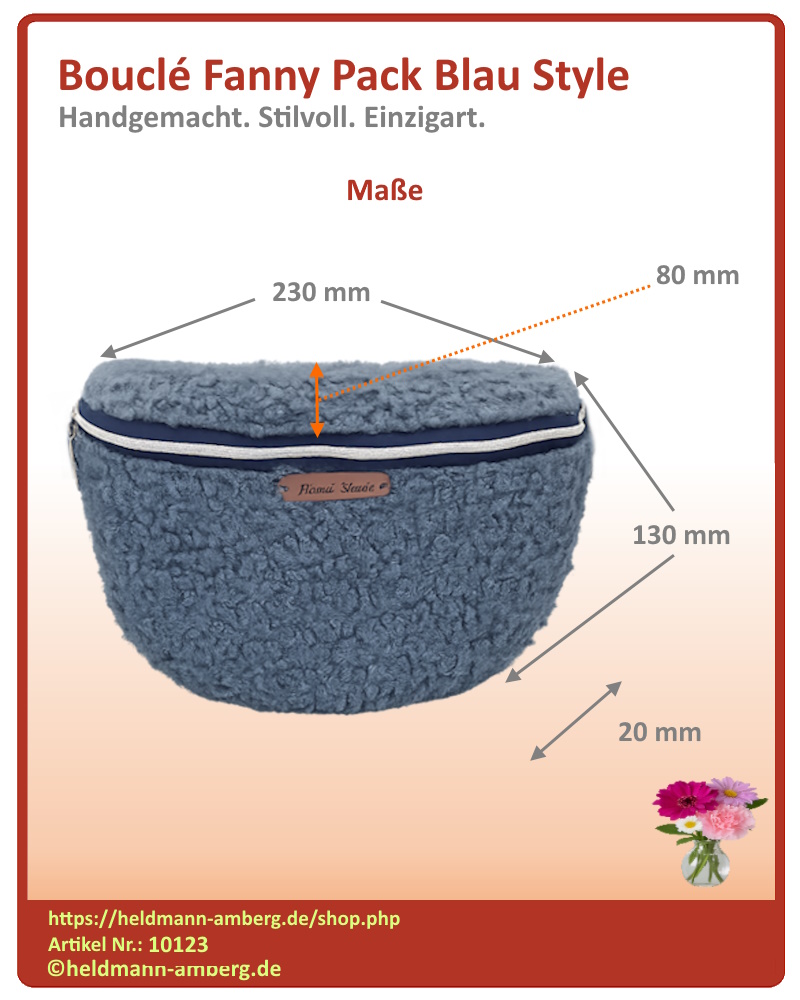 10123 Bouclé Fanny Pack Blau Style Maße