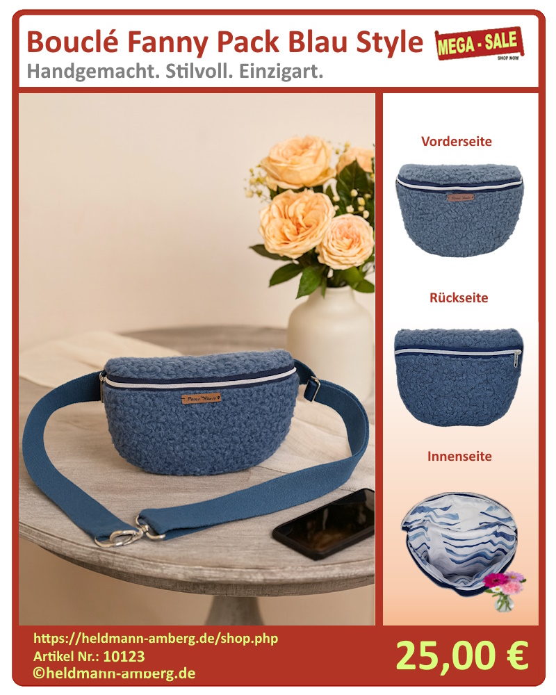 10123 Bouclé Fanny Pack Blau Style