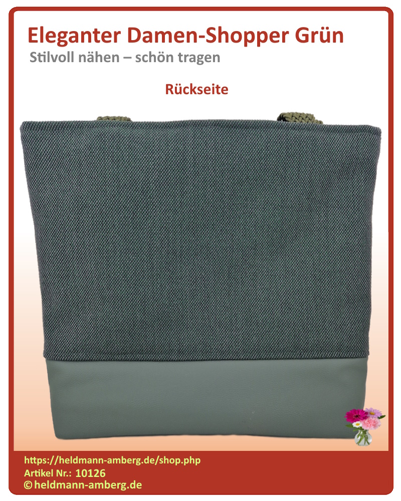 10126 Eleganter Damen-Shopper Grün Rückseite