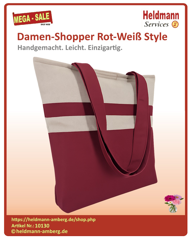 10130 Damen-Shopper Rot-Weiß Style