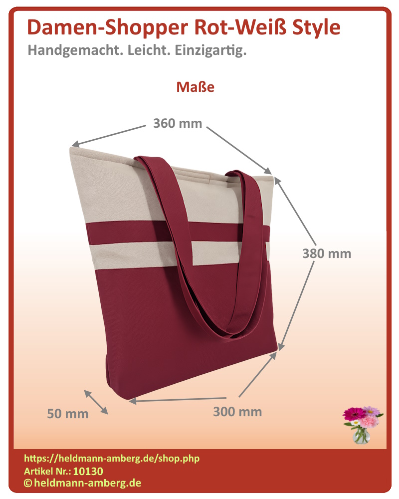 10130 Damen-Shopper Rot-Weiß Style Maße
