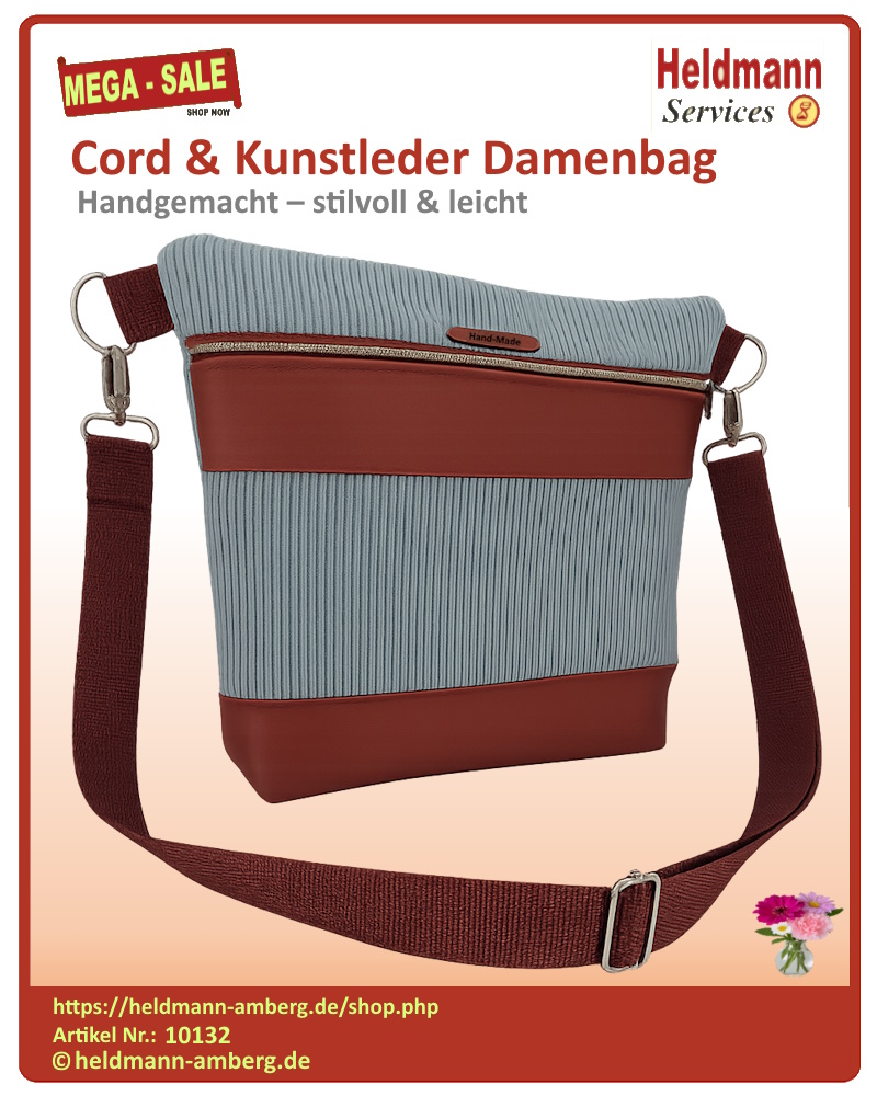 10132 Cord & Kunstleder Damenbag
