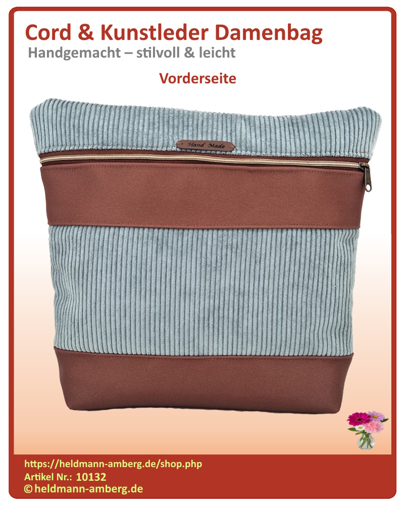10132 Cord & Kunstleder Damenbag Vorderseite