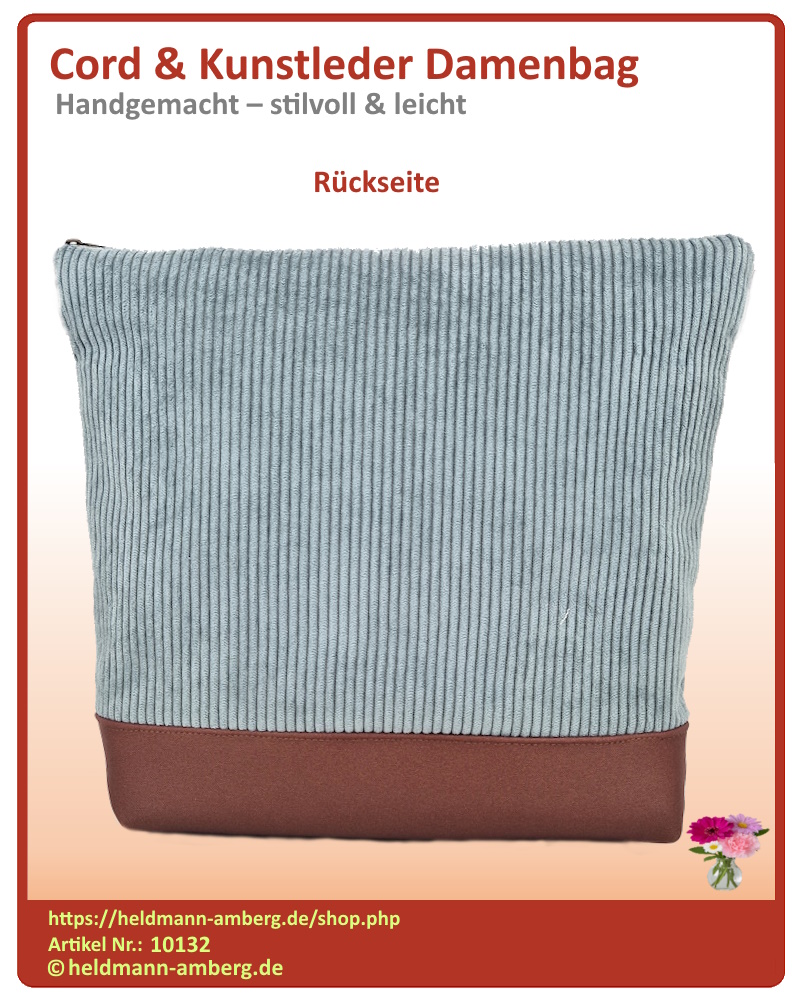 10132 Cord & Kunstleder Damenbag Rückseite