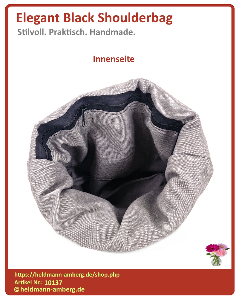 10137 Elegant Black Shoulderbag Innenseite