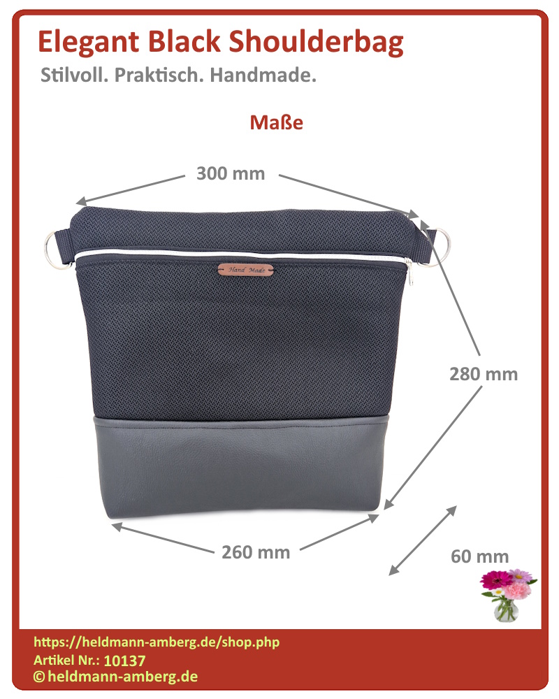 10137 Elegant Black Shoulderbag Maße